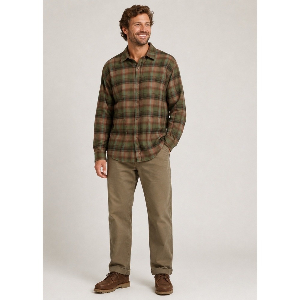 Burton Shirt Mens Small Button Snap Green Brown Plaid Pockets